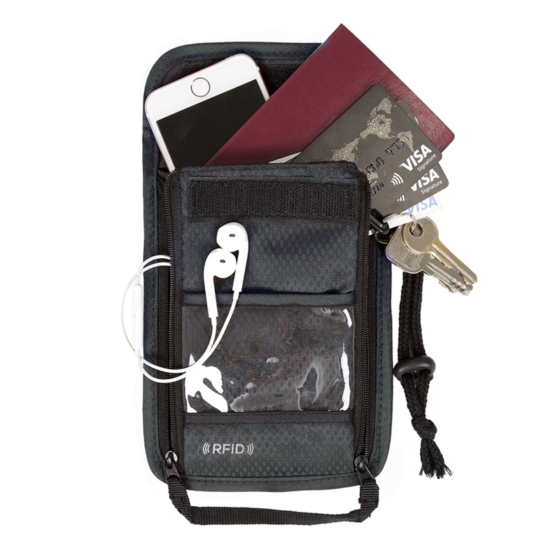 ฺBagsmart กระเป๋าใส่พาสปอร์ตแบบห้อยคอ ป้องกันการขโมยข้อมูลบัตรเครดิตด้วยคลื่น RFID มี 3 สีให้เลือก
