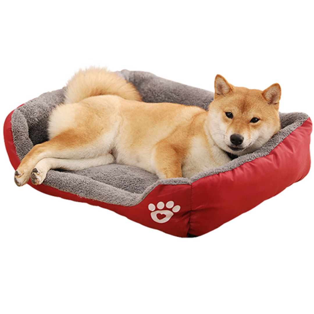 ที่นอนสัตว์เลี้ยง Petsuka รูปทรงสี่เหลี่ยมหนานุ่ม สีแดง