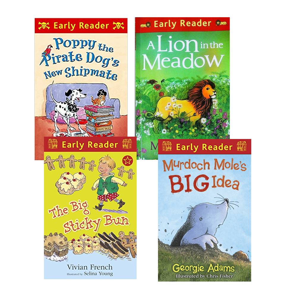 Orion Early Reader : 4 Book Collection : Murdoch Mole's Big Idea + Poppy the Pirate Dog's New Shipmate +The Big Sticky Bun + A Lion in the Meadow หนังสือเรื่องสั้นฝึกทักษะการอ่านขั้นต้น 4 เล่ม