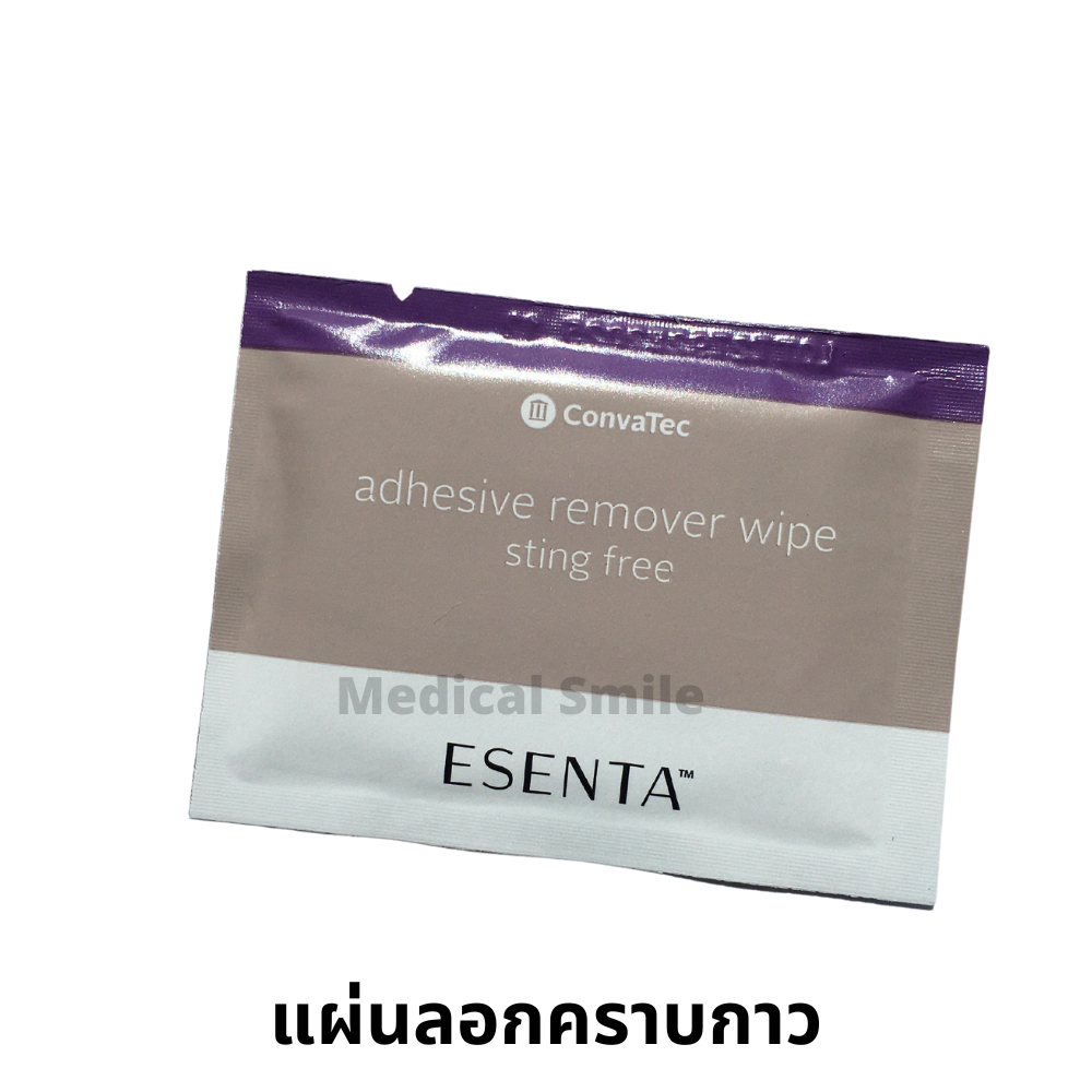 แผ่นกระดาษทำความสะอาดคราบกาวออกจากผิวรอบ ๆ รูทวารเทียม Esenta Adhesive Remover Wipe บรรจุ 30 แผ่น