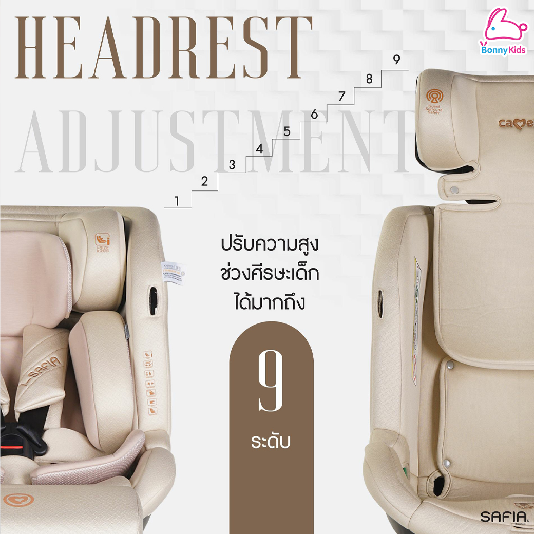 CAMERA (คาเมร่า) คาร์ซีท i-SAFIA มาตรฐานใหม่ i-Size หมุน 360องศา ล็อคข้างได้ ปรับเอนนอนได้ในมือเดียว พร้อม LEG SUPPORT