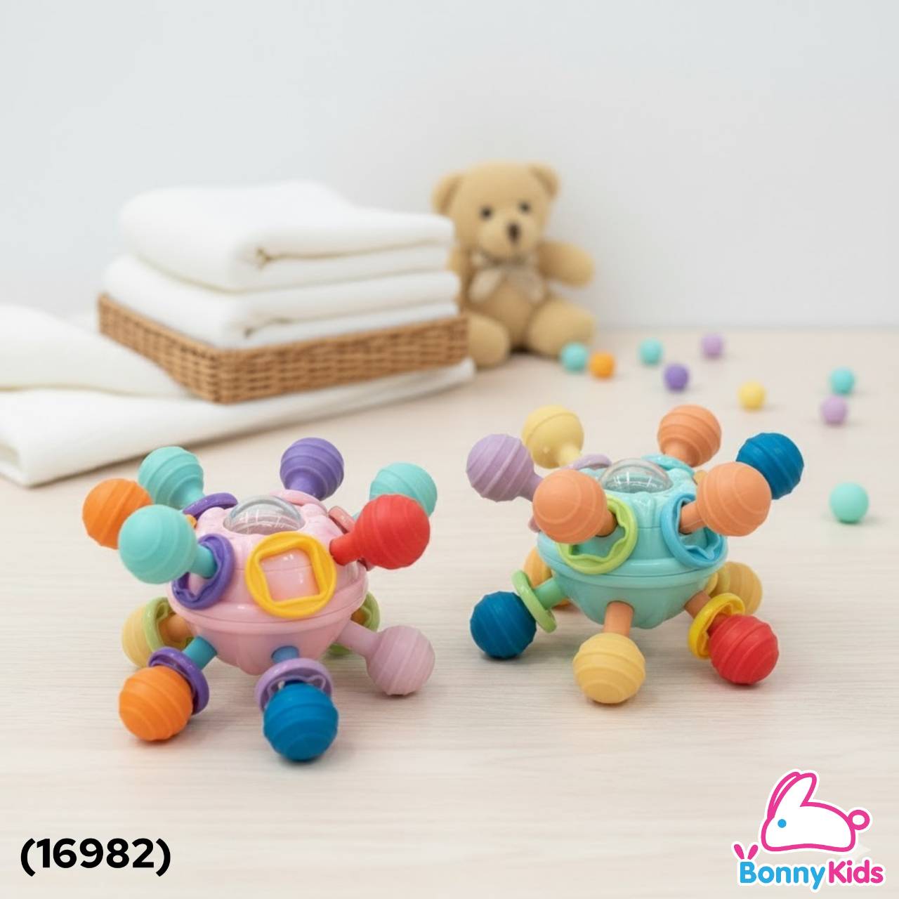 (16982) TresG-Leven ของเล่นเสริมทักษะ บอลยางกัดเขย่าเล่น สำหรับเด็ก 3m+ (คละสี)