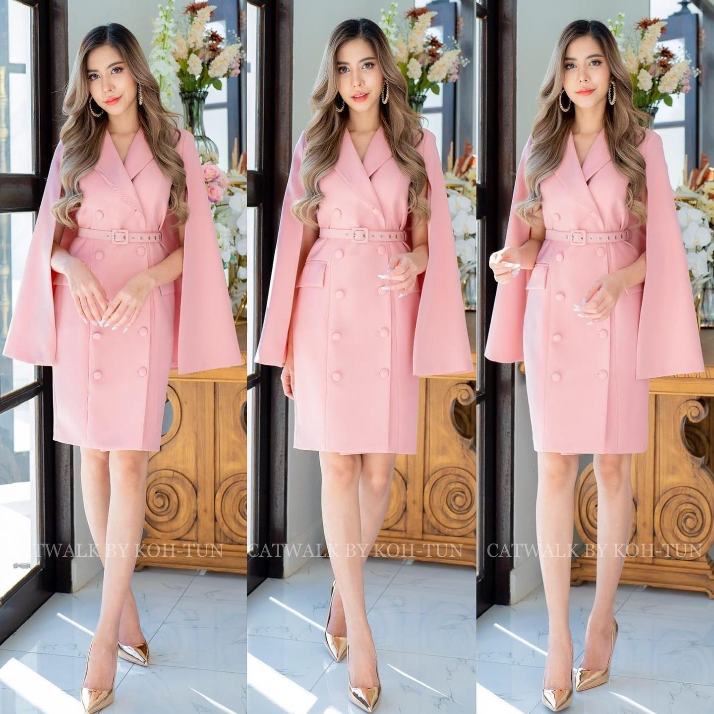 เดรสผ่าแขนดีไซส์เลิศ เนื้อผ้าเกรดเอ ตัวชุดเป็นทรงเช้ารูป ปกเทเล่อร์ดูเท่ห์สุดๆ ด้านหน้าแต่งกระดุมปั๊ม 8 เม็ด มีเข็มขัดสีโทน เดียวกับตัวชุด สินค้าคุณภาพ (พร้อมส่ง)