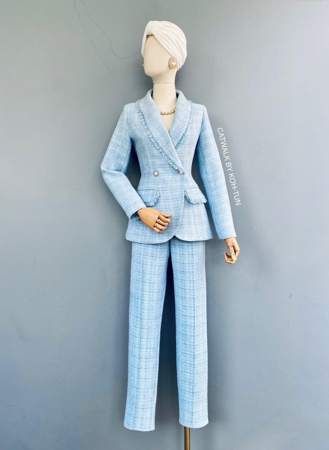 เซต BLAZER+กางเกง ขายาวผ้าทวีด ผ้าเนื้อดีมีความหรูหรา ลายทอสวย เนื้อผ้าหนานุ่มใส่สบาย สินค้าคุณภาพ (พร้อมส่ง)