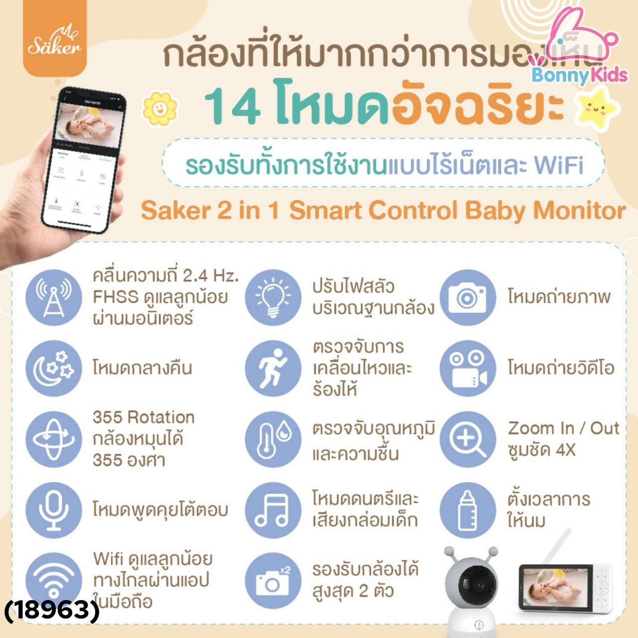 (18963) SAKER-0191 Saker Baby Monitor กล้องดูแลลูกน้อย