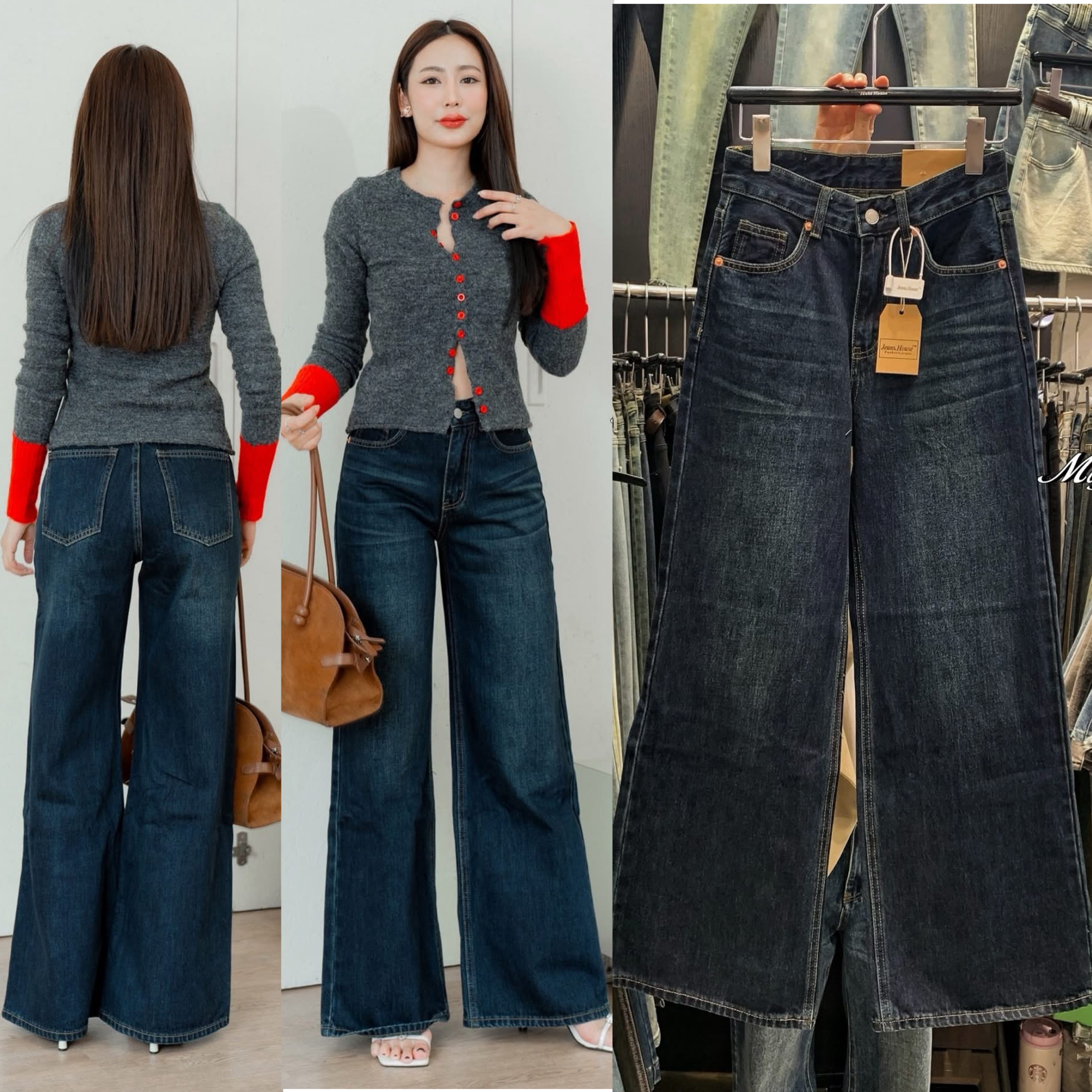 กางเกงทรงกระบอก เอวสูงปรี๊ดปิดสะดือ ความยาวไม่เต่อ (ผ้าไม่ยืด) ปลายขากางเกงเย็บเก็บมุม ทรงสวยมาก ใส่สบาย : สินค้าคุณภาพ (พร้อมส่ง)