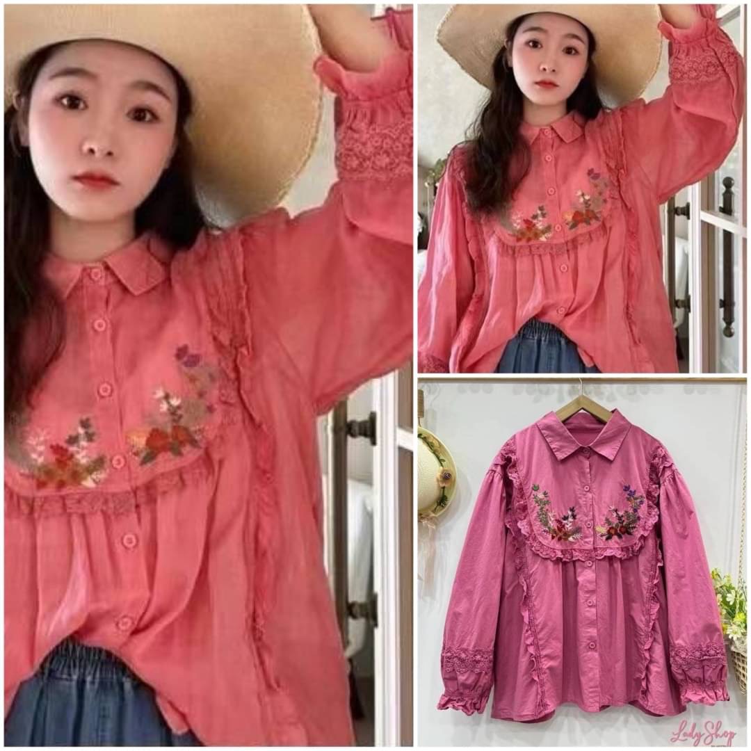 เสื้อญี่ปุ่นงานแท้นำเข้า ดีเทลงานปักสวย สไตล์ญี่ปุ่น งานทรงฟรีไซส์ใส่ได้ตลอด : สินค้าคุณภาพ (พร้อมส่ง)