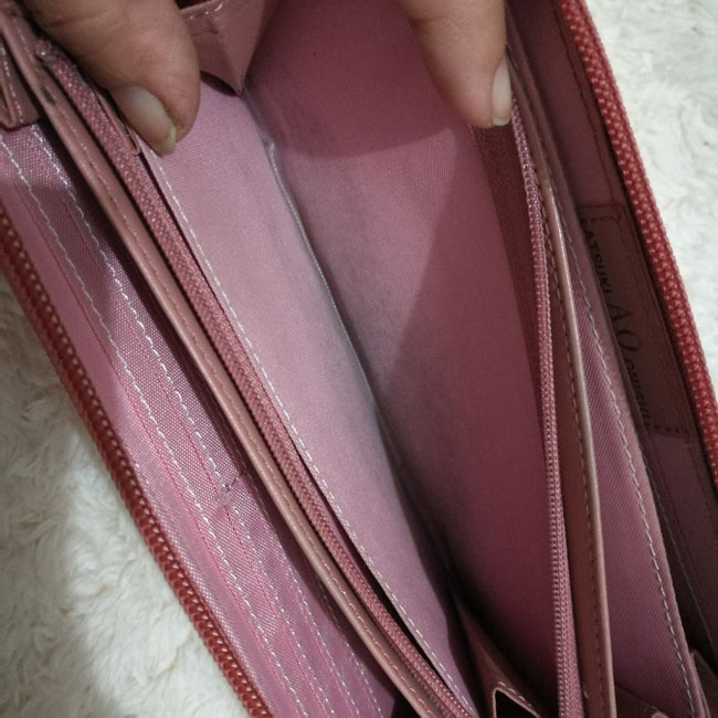 กระเป๋าสตางค์หนังแท้ ATSUKI ONISHI สีส้มโอโรส ช่องเยอะะะ