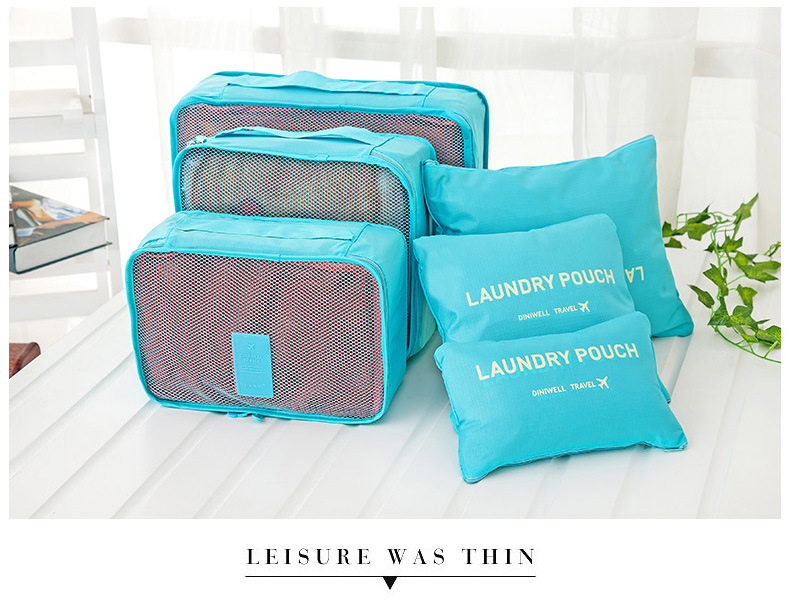 Diniwell Travel Receive Bag กระเป๋าจัดระเบียบเดินทาง 6 ใบ แบ่งใส่เสื้อผ้า กางเกง ชุดชั้นใน กางเกงใน อุปกรณ์ไอที ผลิตจากวัสดุกันน้ำคุณภาพดี มี 9 สีให้เลือก