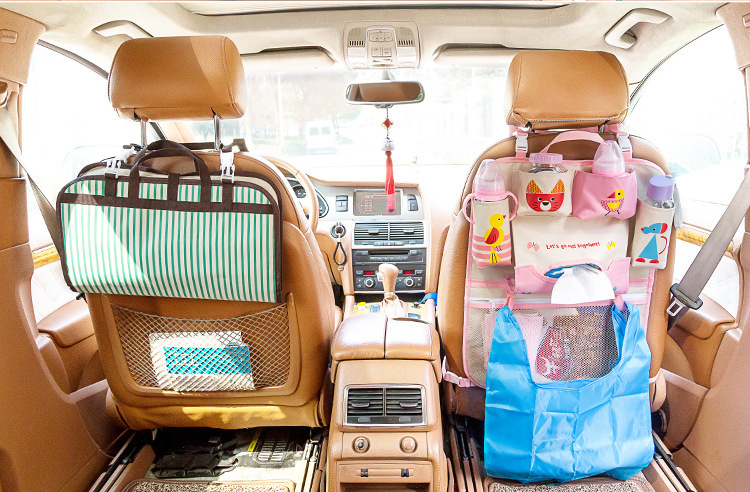 กระเป๋าคุณแม่ 2 in 1 กางเป็นช่องติดหลังเบาะรถยนต์ได้ ลายการ์ตูนน่ารัก