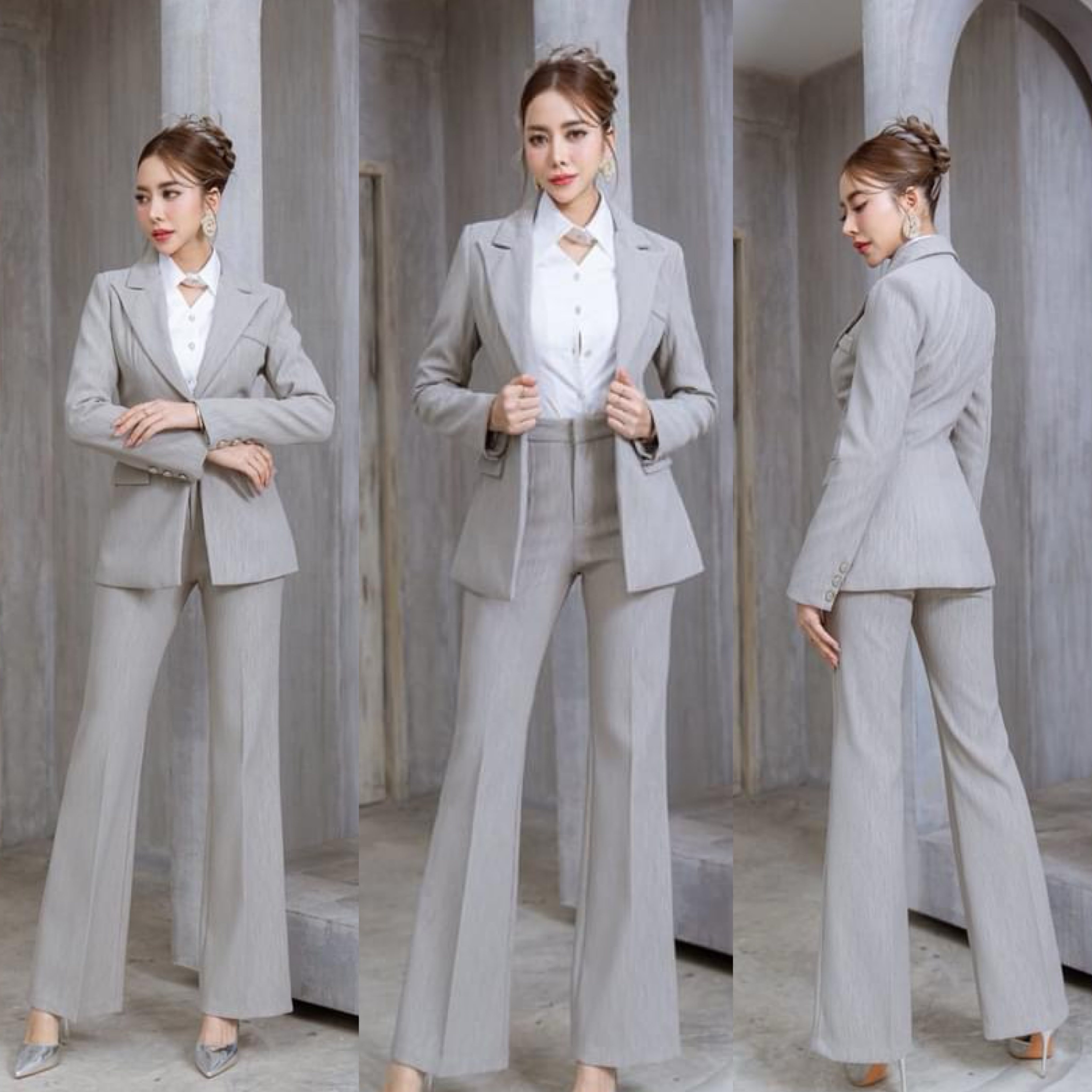 เซต BLAZER 3 ชิ้น เนื้อผ้าลูกฟูกเกรดเอ ตัว BLAZERเป็นทรงเข้ารูป +เสื้อเชิ้ตสีขาวทรงเข้ารูป +กางเกงเป็นทรงขาม้า . สินค้าคุณภาพ (พร้อมส่ง)