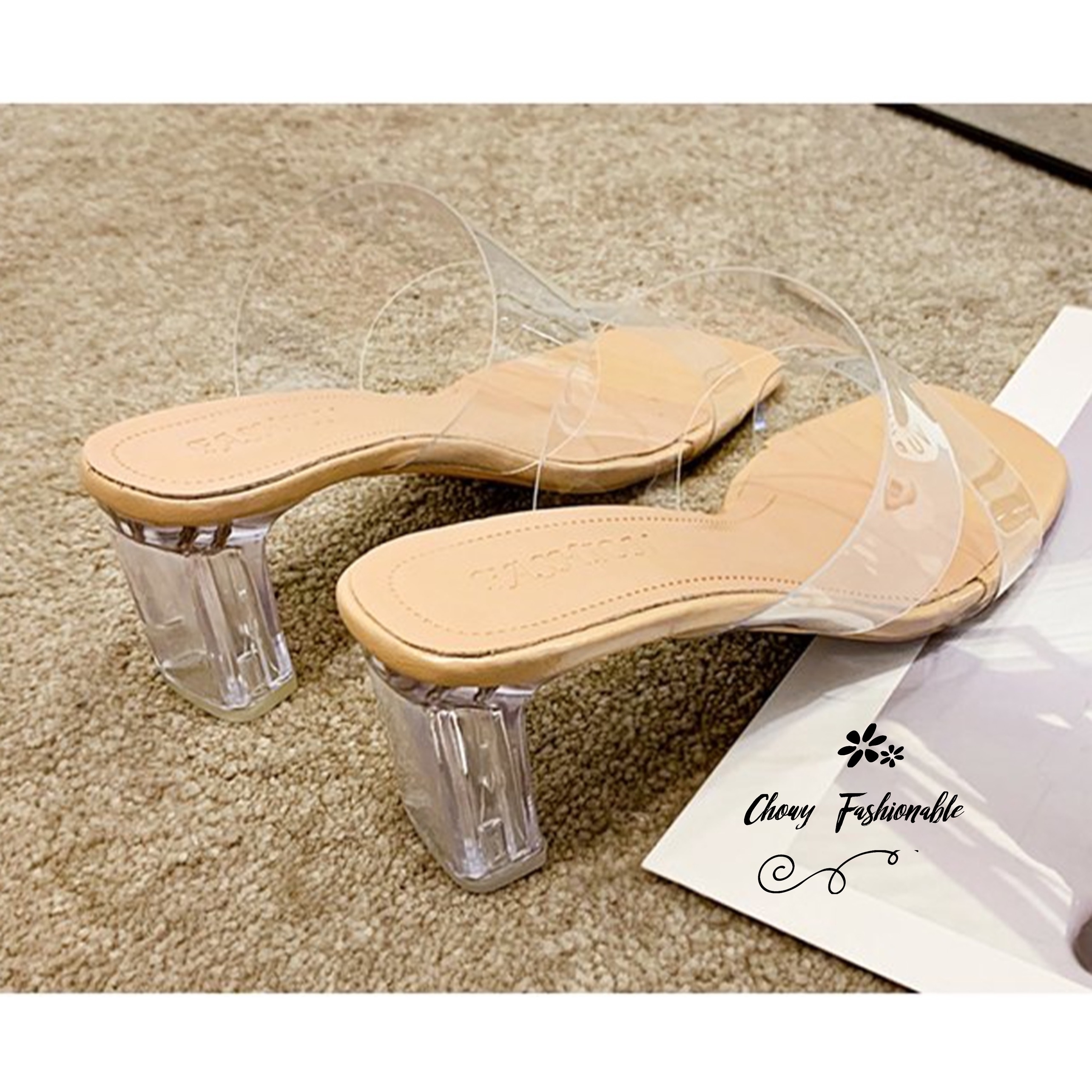 รองเท้าไซส์ใหญ่ 41 42 รองเท้าใส ส้นแก้ว แตะไซส์ใหญ่ CHOWY KR1144