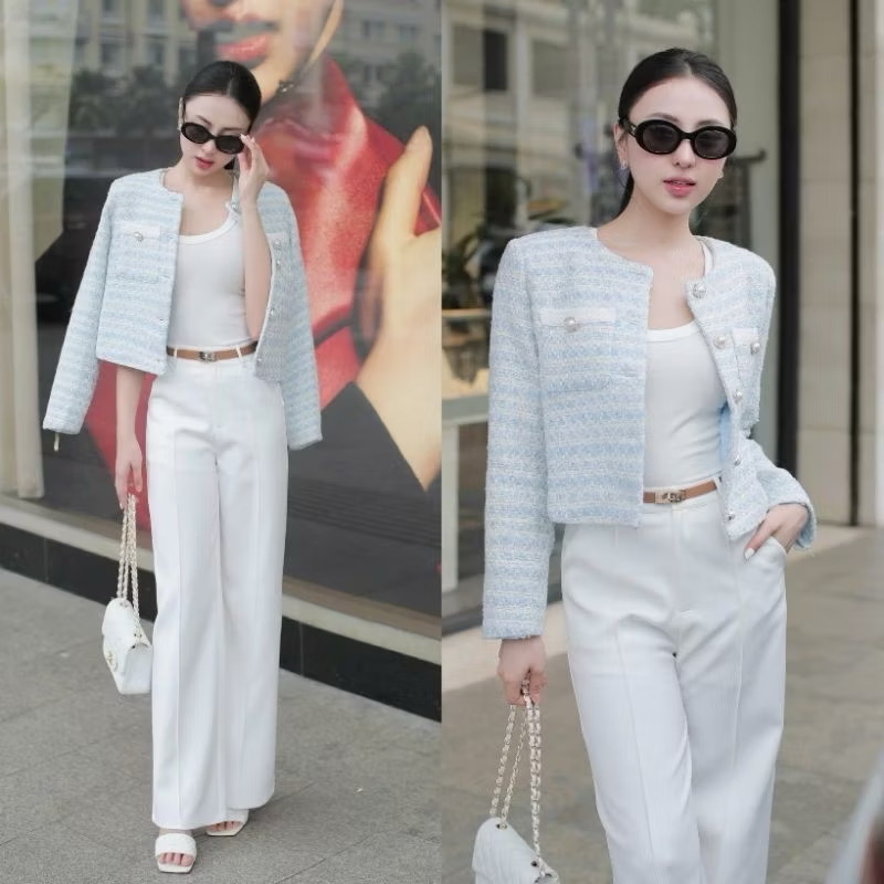Set3ชิ้น เสื้อเบอร์เซอร์ผ้าทวิต+กางเกงขายาว+เข็มขัดหนัง ใส่สบาย : สินค้าคุณภาพ (พร้อมส่ง)