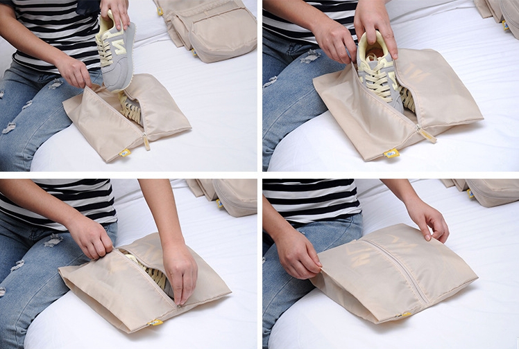 กระเป๋าจัดระเบียบเดินทาง กระเป๋าจัดระเบียบเสื้อผ้า 7 ใบ เย็บอย่างดี จัดกระเป๋าเดินทาง ท่องเที่ยว ใส่เสื้อผ้า ชุดชั้นใน อุปกรณ์ห้องน้ำ กางเกงใน รองเท้า เครื่องสำอาง อุปกรณ์ไอที