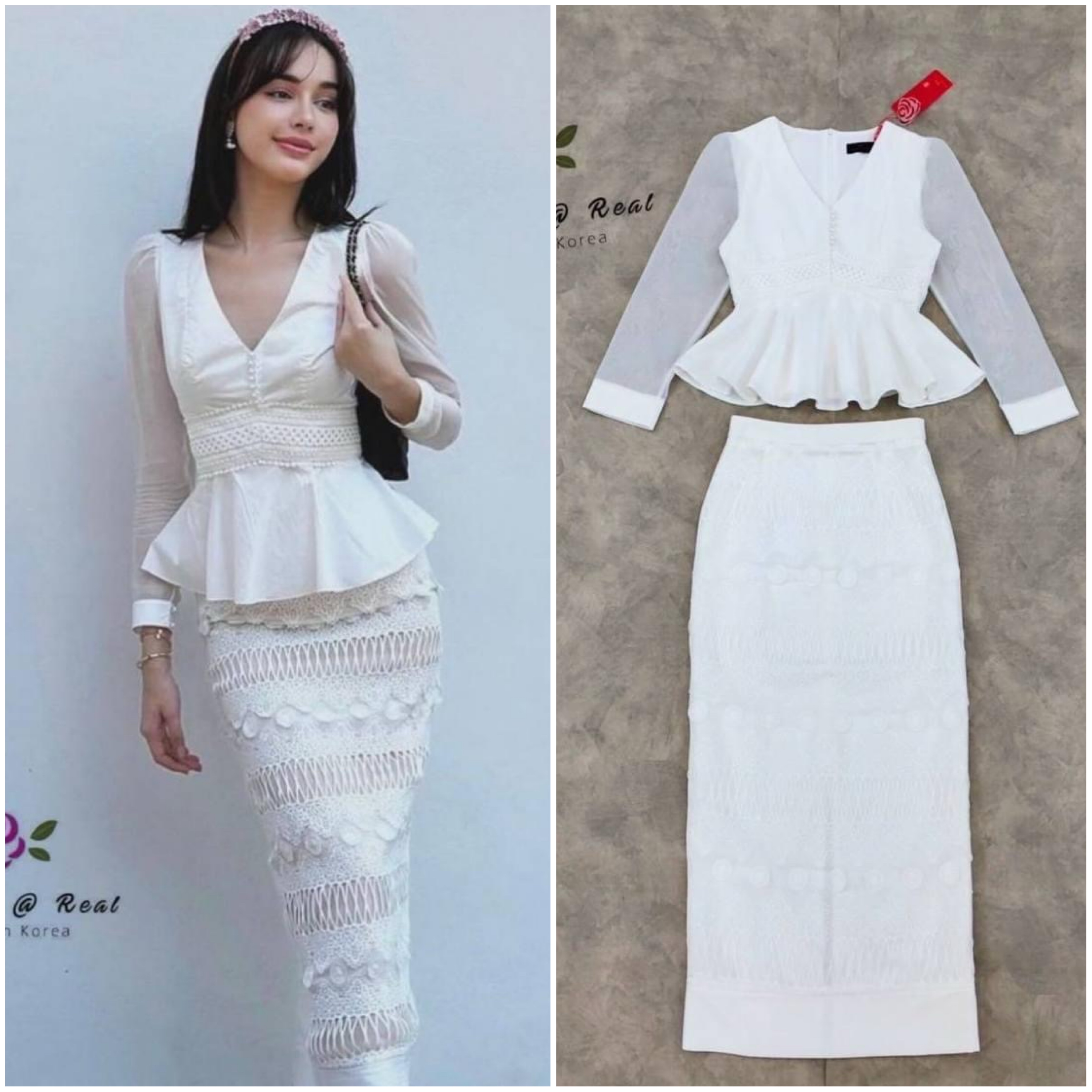 Set เซ็ทเสื้อกับกระโปรงยาวแสนสวย งานนี้บอกเลยเข้าวัดทำบุญสวยเรียบดูดีสุด ใส่สบาย สินค้าคุณภาพ (พร้อมส่ง)