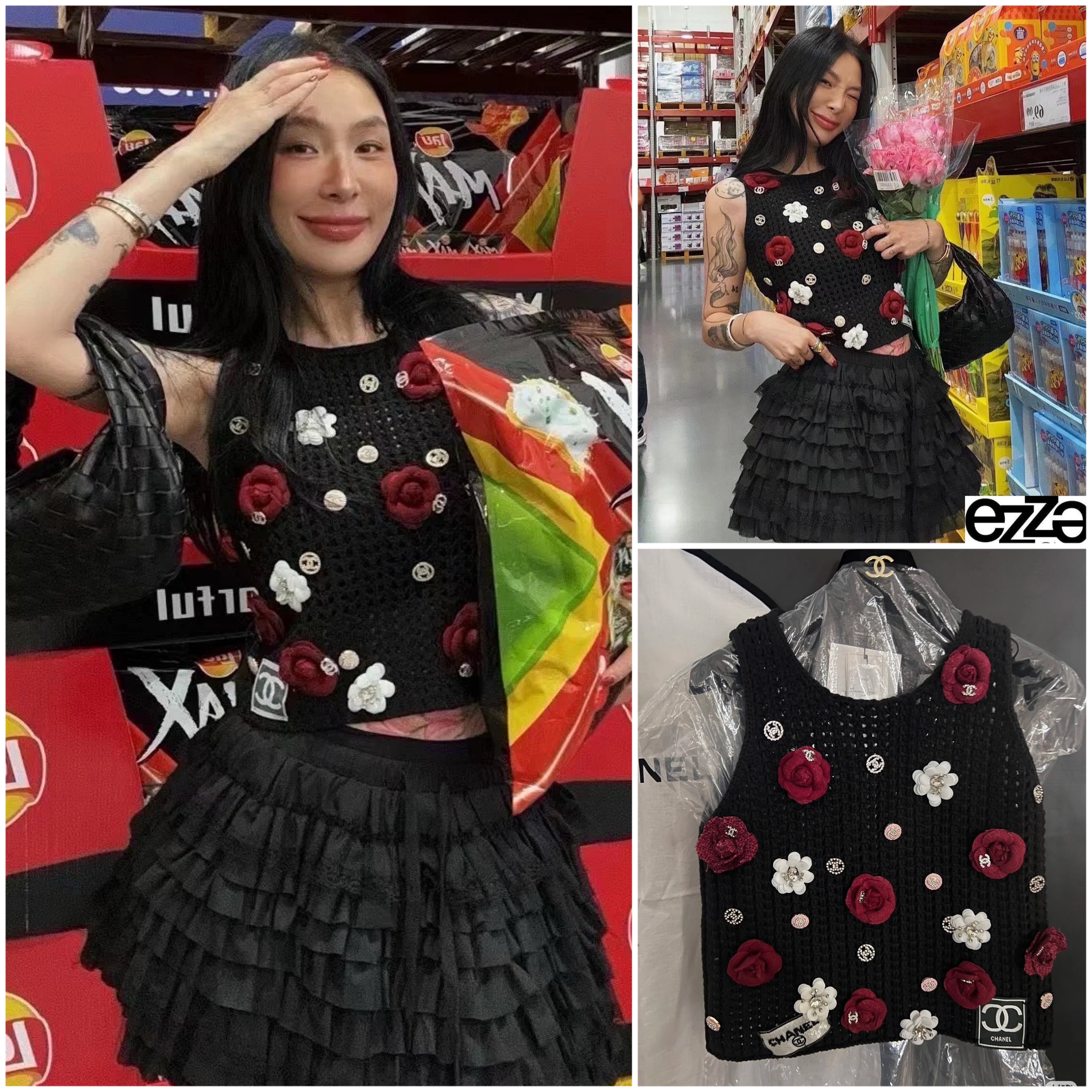 เสื้อครอปผ้านิต ปักดอกคามิเลีย ทั้งตัว สวยมาก งานเนี้ยบสุด : สินค้าคุณภาพ (พร้อมส่ง)