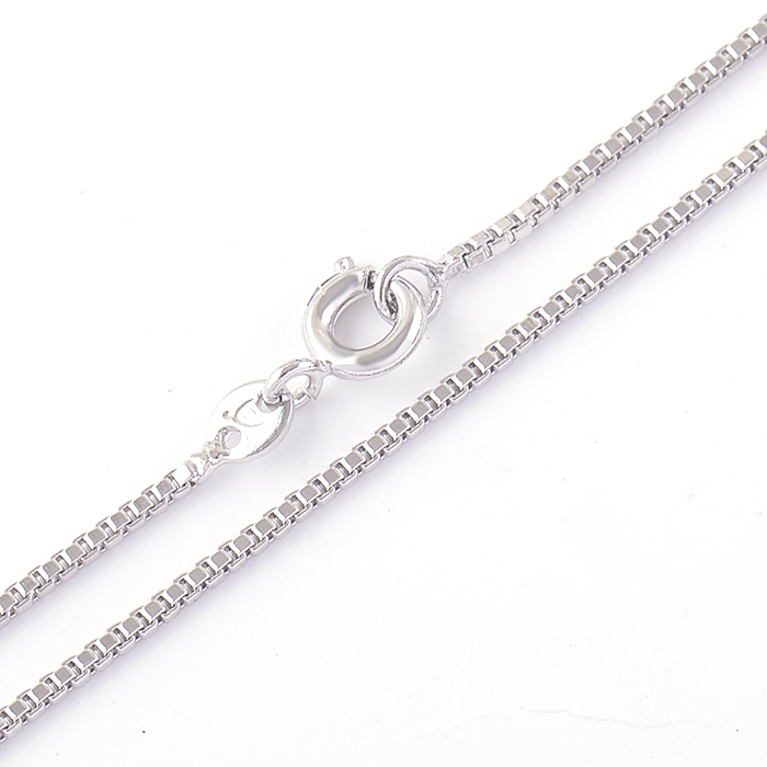 สร้อยคอลายโซ่กล่อง ทองขาว 18Kgp 60cm เส้นเล็ก แต่ยาว