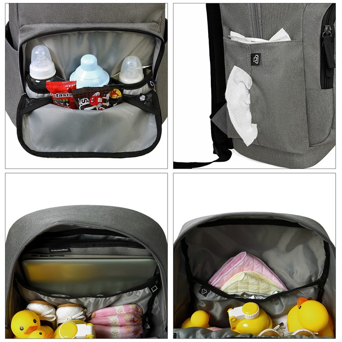 mommore กระเป๋าคุณแม่ กระเป๋าสัมภาระคุณแม่ กระเป๋าแม่ลูกอ่อน ใช้ได้ทั้งคุณแม่ และคุณพ่อ กันน้ำ ทนทาน พร้อมแผ่นรองเปลี่ยนผ้าอ้อม คุณภาพสูง คล้องรถเข็น เหมาะกับการเดินทางมาก (ฺฺGrey)