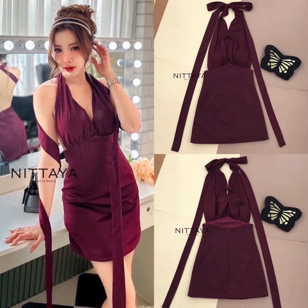 เดรสสายคล้องคอ ผูกโบว์รุ่นนี้ทำมา 3สี เซ็กซี่สุดไปเลยจ้า สินค้าคุณภาพ (พร้อมส่ง)