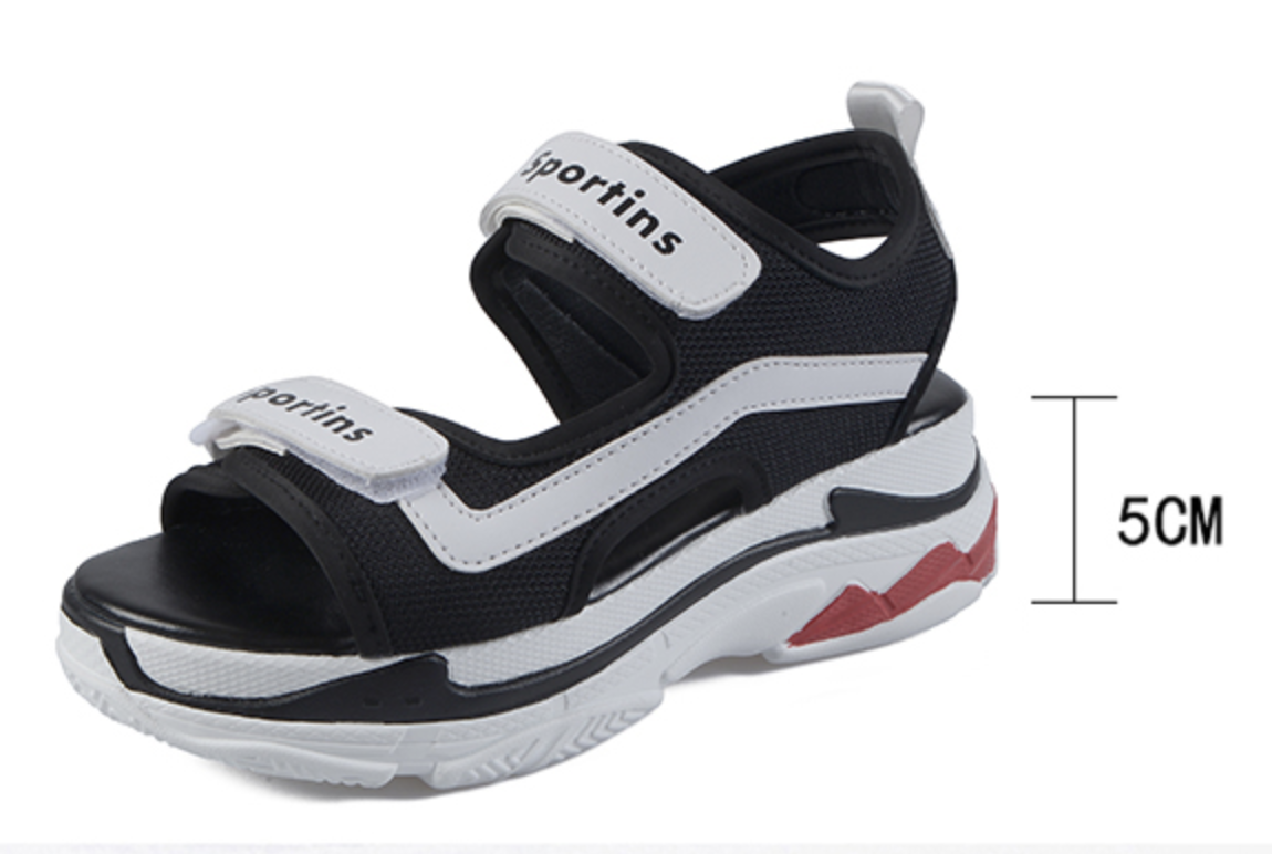 รองเท้าไซส์ใหญ่ 42-44 รองเท้าแตะรัดส้น พื้นยางหนา สีดำ/ขาว GUVOOSM KR0950BL