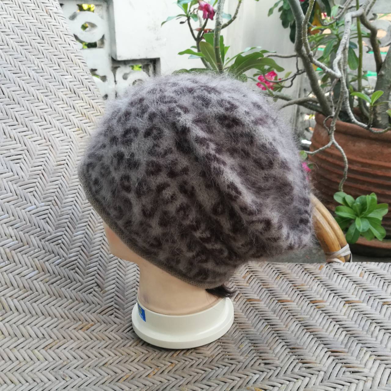 หมวกเฟอร์กระต่ายแท้ลายเสือ นุ่มมาก อุ่นมาก