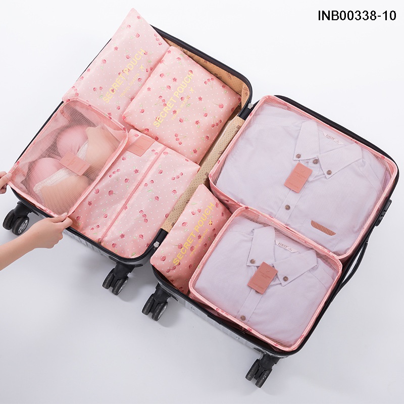 Travel Season กระเป๋าจัดระเบียบเดินทาง 7 ชิ้น จัดกระเป๋าเดินทาง ท่องเที่ยว ใส่เสื้อผ้า ชุดชั้นใน รองเท้า พกพาสะดวก มีให้เลือก 14 สี/ลาย