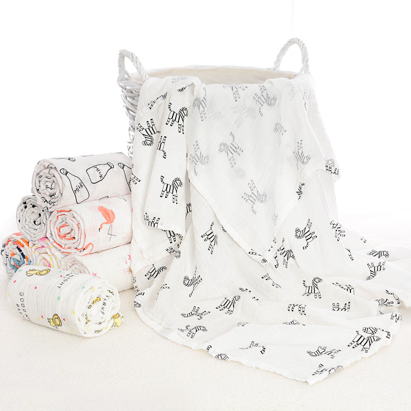 ผ้าอ้อมห่อตัวเด็ก สาลูมัสลิน 100% Cotton ขนาด 110*120 ซม. เนื้อนุ่มนิ่ม เกรดพรีเมี่ยม