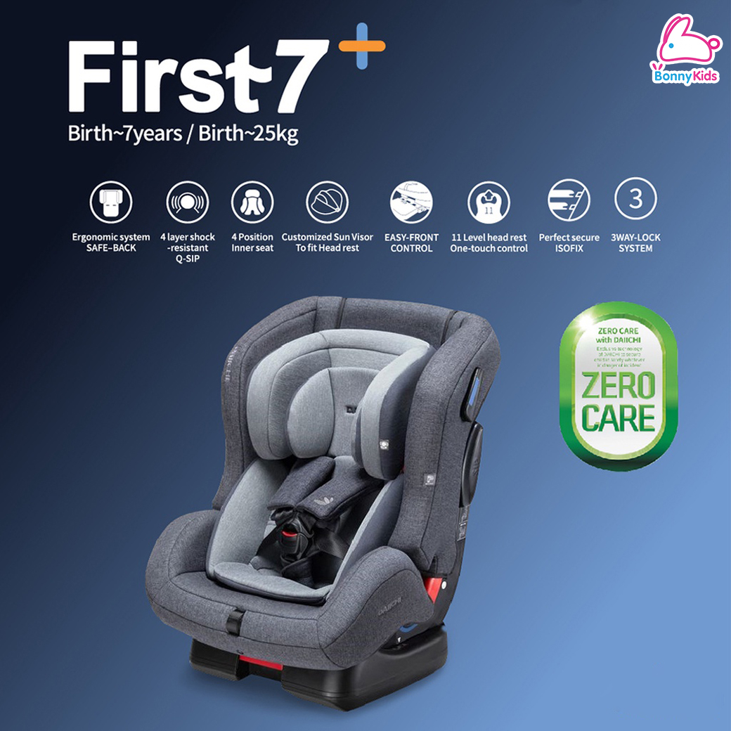 DAIICHI (ไดอิชิ) First7 Plus Car Seat คาร์ซีท ระบบBeltและIsofix เหมาะตั้งแต่เด็กแรกเกิด 0-7 ปี รับน้ำหนักได้ 25 kg.