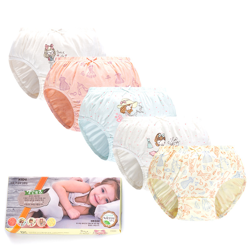 [แพค 5 ตัว] กางเกงในเด็กหญิง กางเกงในเด็กผู้หญิงเกาหลี น่ารัก ผ้าฝ้าย 100% Cotton ใส่สบาย ไม่ร้อน
