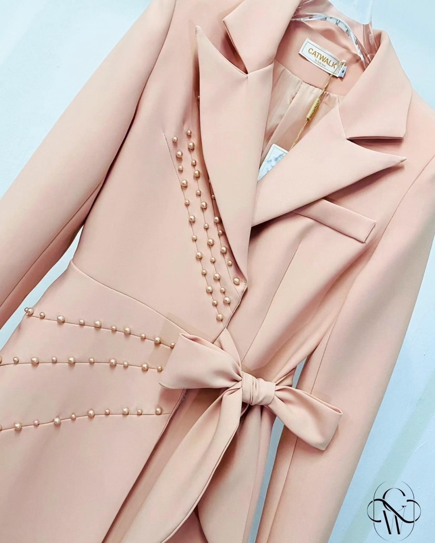 เดรสปกเทเล่อร์ ป้ายหน้าแต่งมุก เนื้อผ้าเกรดเอ เนื้อนุ่มใส่สบาย : สินค้าคุณภาพ (พร้อมส่ง)