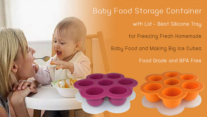 ถาดซิลิโคนเด็ก ชุดถาดซิลิโคนฟรีซเก็บอาหารเด็กอ่อน มีฝาปิด NanaBaby Food Storage Silicone Container