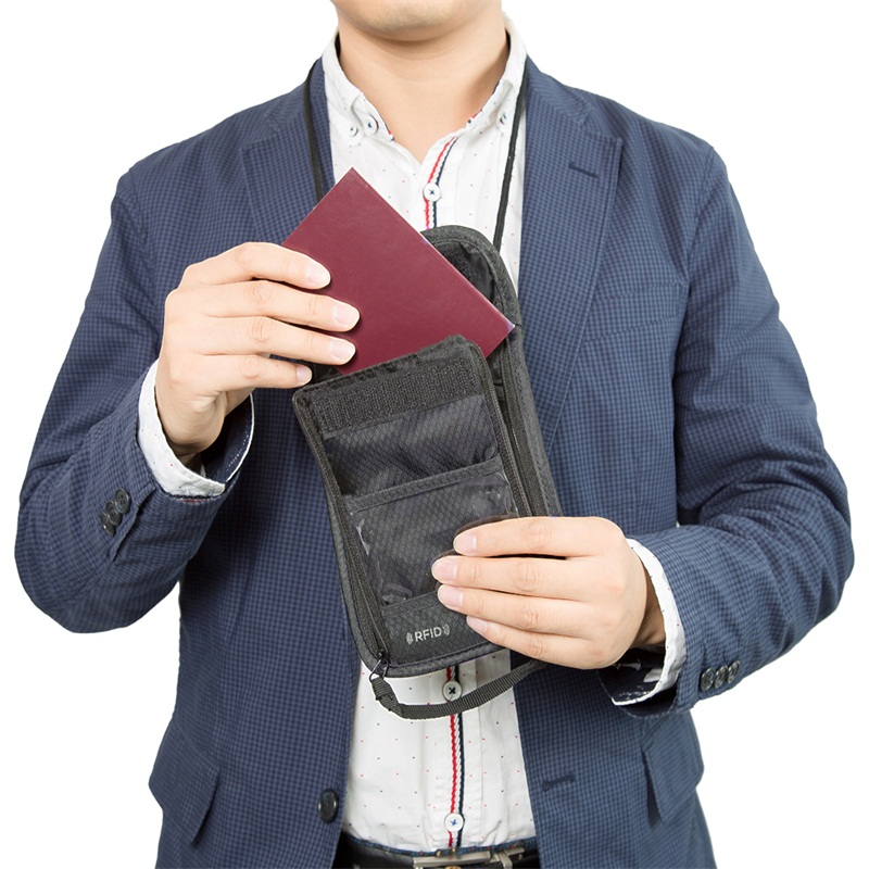 ฺBagsmart กระเป๋าใส่พาสปอร์ตแบบห้อยคอ ป้องกันการขโมยข้อมูลบัตรเครดิตด้วยคลื่น RFID มี 3 สีให้เลือก