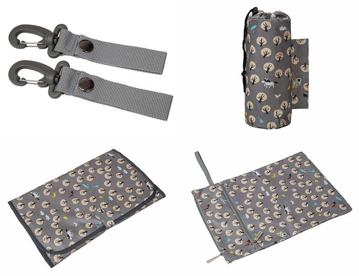 Ecosusi กระเป๋าคุณแม่ กระเป๋าสัมภาระคุณแม่ กระเป๋าแม่ลูกอ่อน แขวนรถเข็นเด็กได้ หิ้ว หรือสะพายไหล่ได้ (Grey Cute Tree)