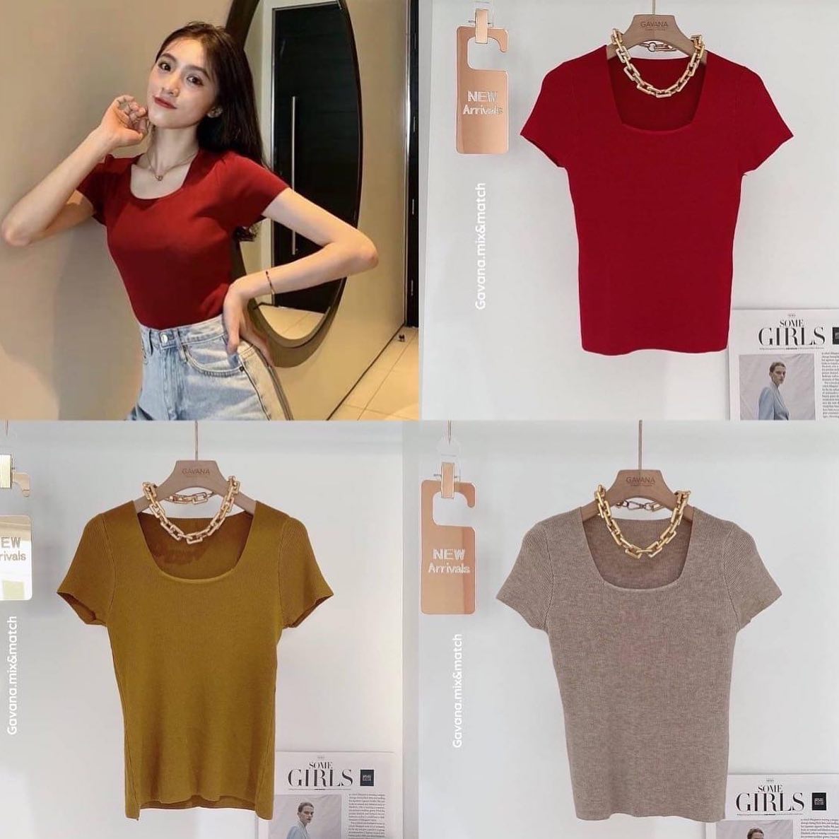 เสื้อไหมพรมคอเหลี่ยม เนื้อผ้านุ่มใส่สบายมากค่า : สินค้าคุณภาพ (พร้อมส่ง)