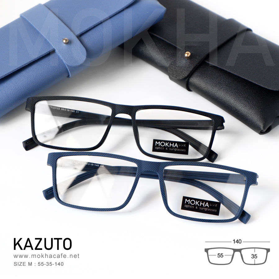 KAZUTO - blue กรอบแว่นทรงเหลี่ยม แว่นตายืดหยุ่น TR90 กว้าง 140 มม. (sizeM) H35