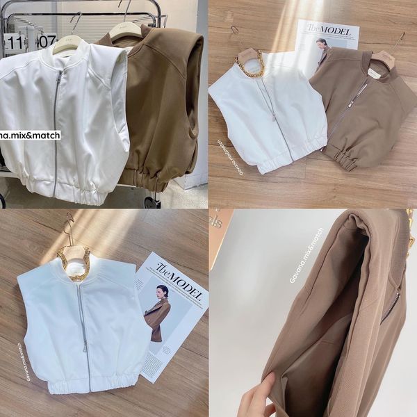 Jacket แขนกุดรูดซิปหน้าบ่าเสริมฟองน้ำ จั้มยางยืดช่วงชาย มีซับในในตัว ใส่คลุมเก๋ๆเลยค่ารุ่นนี้ . : สินค้าคุณภาพ (พร้อมส่ง)