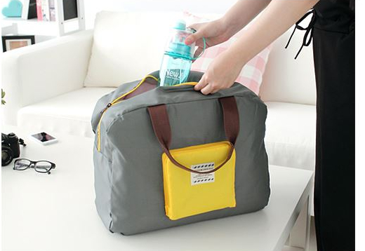 กระเป๋าช้อปปิ้งพับเก็บได้ ผ้าหนา สีสันสดใส ผลิตจากโพลีเอสเตอร์กันน้ำ คุ้มค่า (Foldable Duffle Bag for Travel)