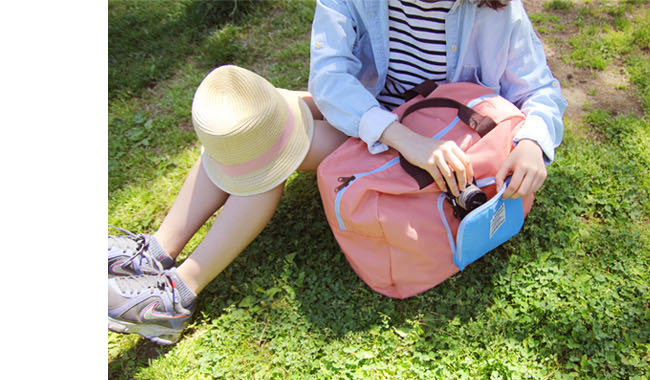 กระเป๋าช้อปปิ้งพับเก็บได้ ผ้าหนา สีสันสดใส ผลิตจากโพลีเอสเตอร์กันน้ำ คุ้มค่า (Foldable Duffle Bag for Travel)