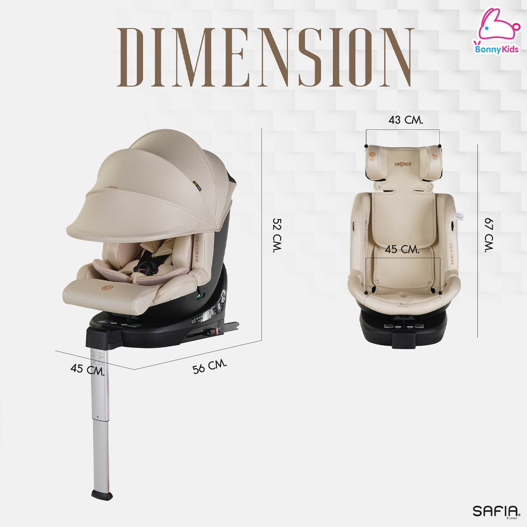 CAMERA (คาเมร่า) คาร์ซีท i-SAFIA มาตรฐานใหม่ i-Size หมุน 360องศา ล็อคข้างได้ ปรับเอนนอนได้ในมือเดียว พร้อม LEG SUPPORT
