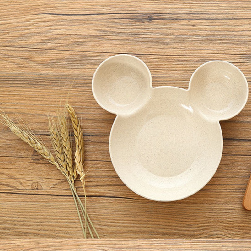 จานหลุมเด็ก 3 ช่อง รูปมิกกี้ จากฟางข้าวสาลี BPA-Free ปลอดสารพิษ