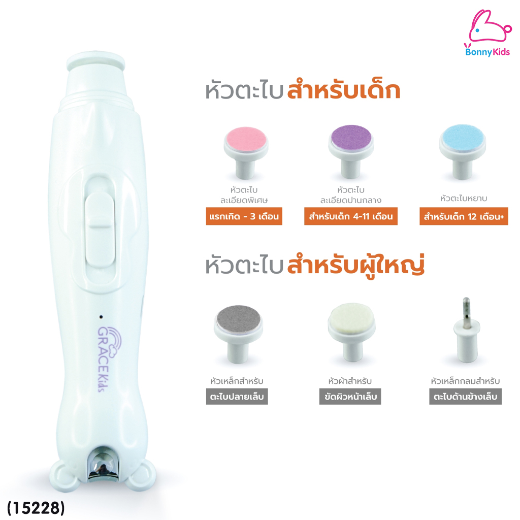 (15228) GraceKids (เกรซคิดส์) Baby Nail Clipper and Grinder Set ที่ตัดเล็บและตะไบเล็บเด็กอัตโนมัติ
