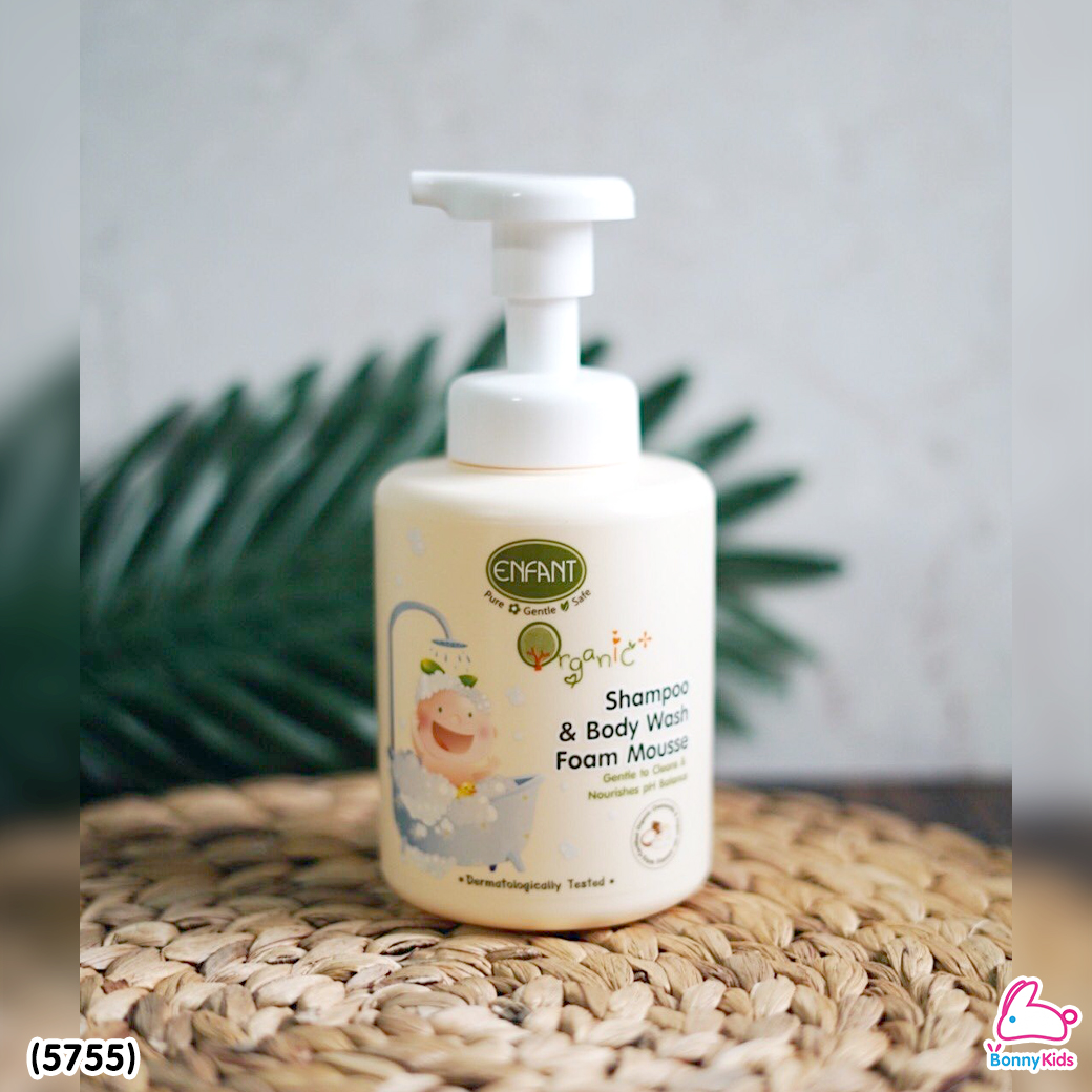(5755) Enfant (อองฟองต์) Organic+ Shampoo & Body Wash Foam Mousse อองฟองต์อาบน้ำสระผม ชนิดเนื้อโฟมมูส ขนาด 400 ml.