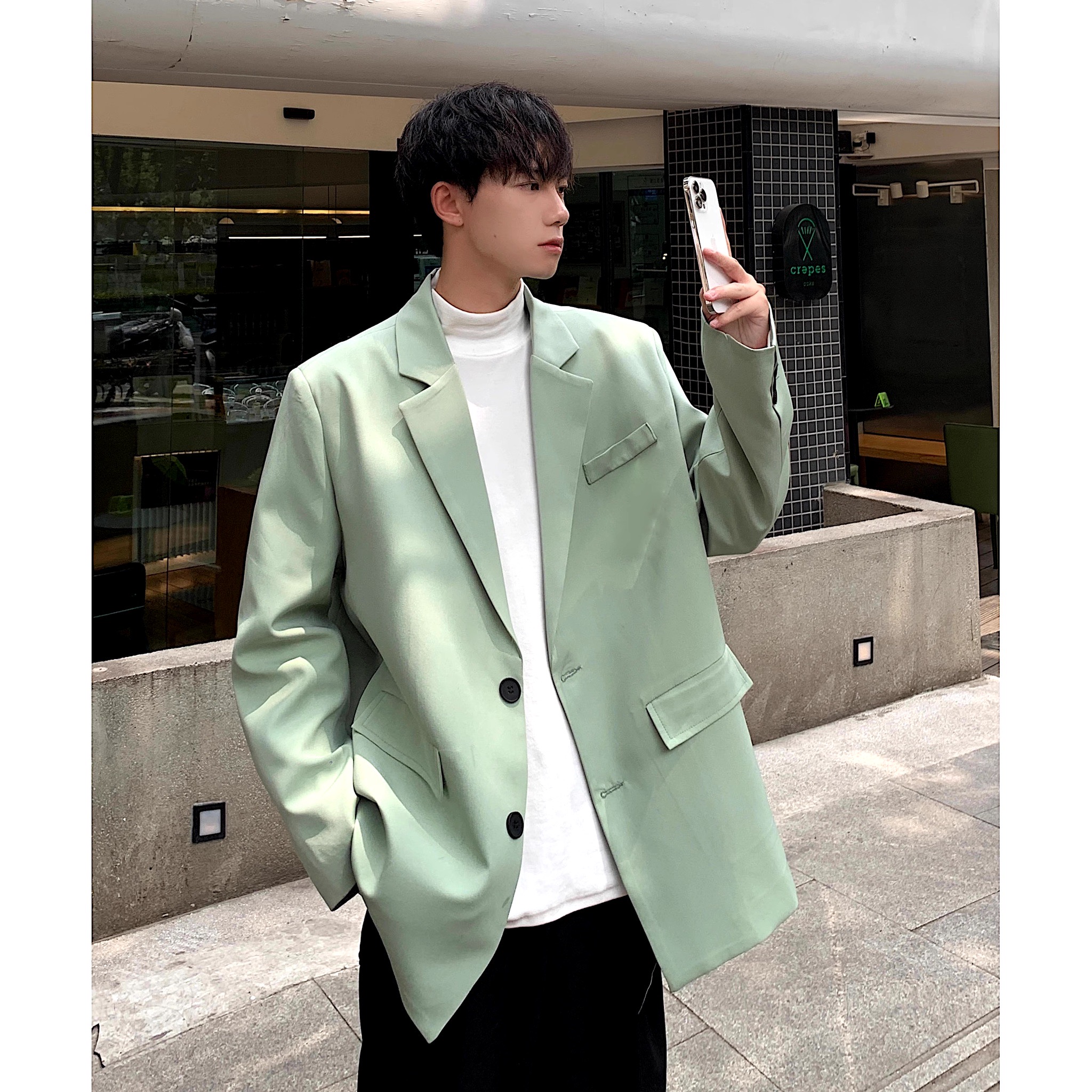 เสื้อสูทผู้ชายไซส์ใหญ่ 3XL - 5XL อกเสื้อ 50 นิ้ว เสื้อสูทโอเวอร์ไซส์ เบลเซอร์ผู้ชายอวบอ้วน Men Blazer Oversize FF0334