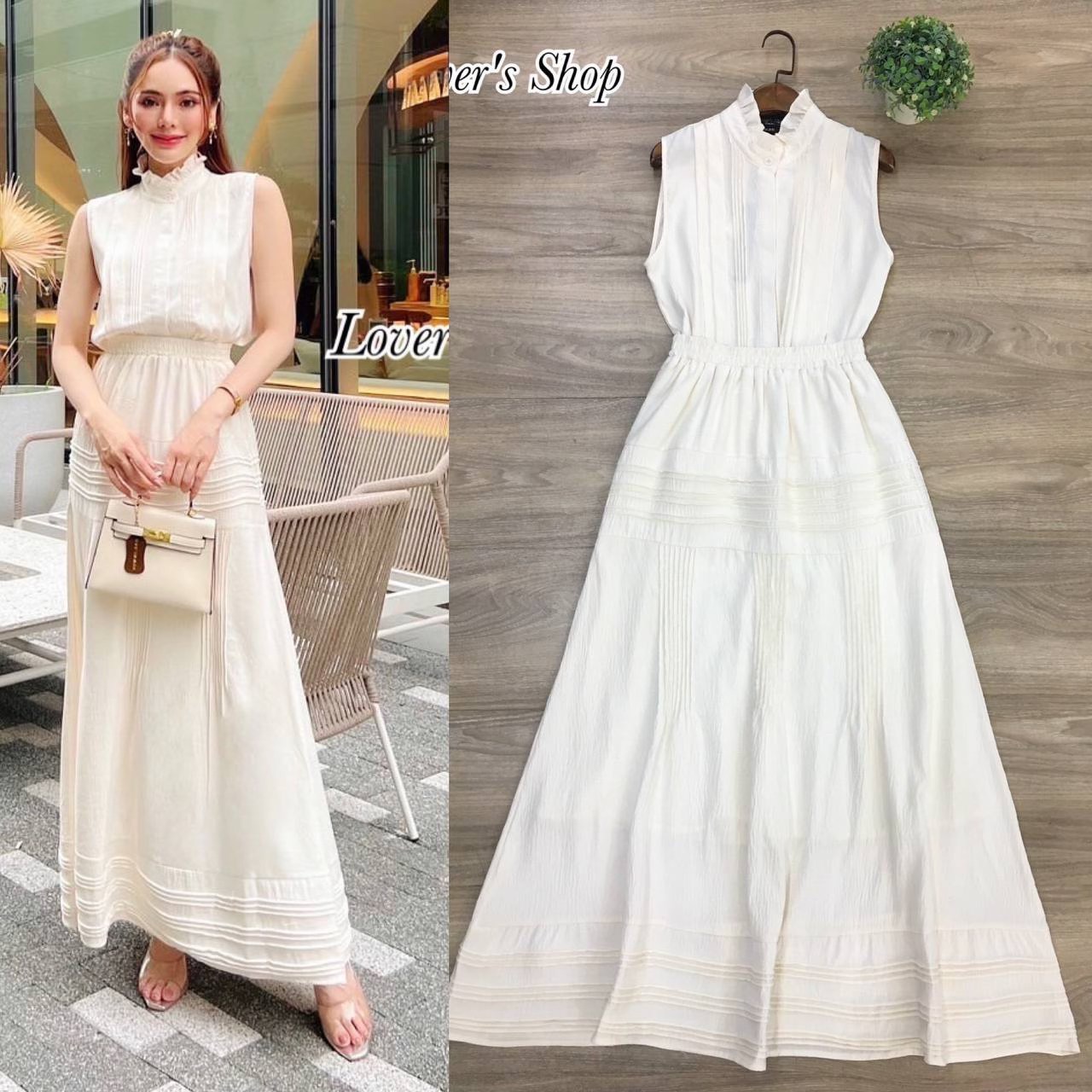 Set ผ้าลูกไม้เนื้อผ้านุ่ม เสื้อทรงแขนกุด กระดุมหน้า กระโปรงช่วงเอวสม็อค เนื้อผ้าหนาไม่บางไม่โป้นะคะ มีซับในอย่างดี สินค้าคุณภาพ (พร้อมส่ง)