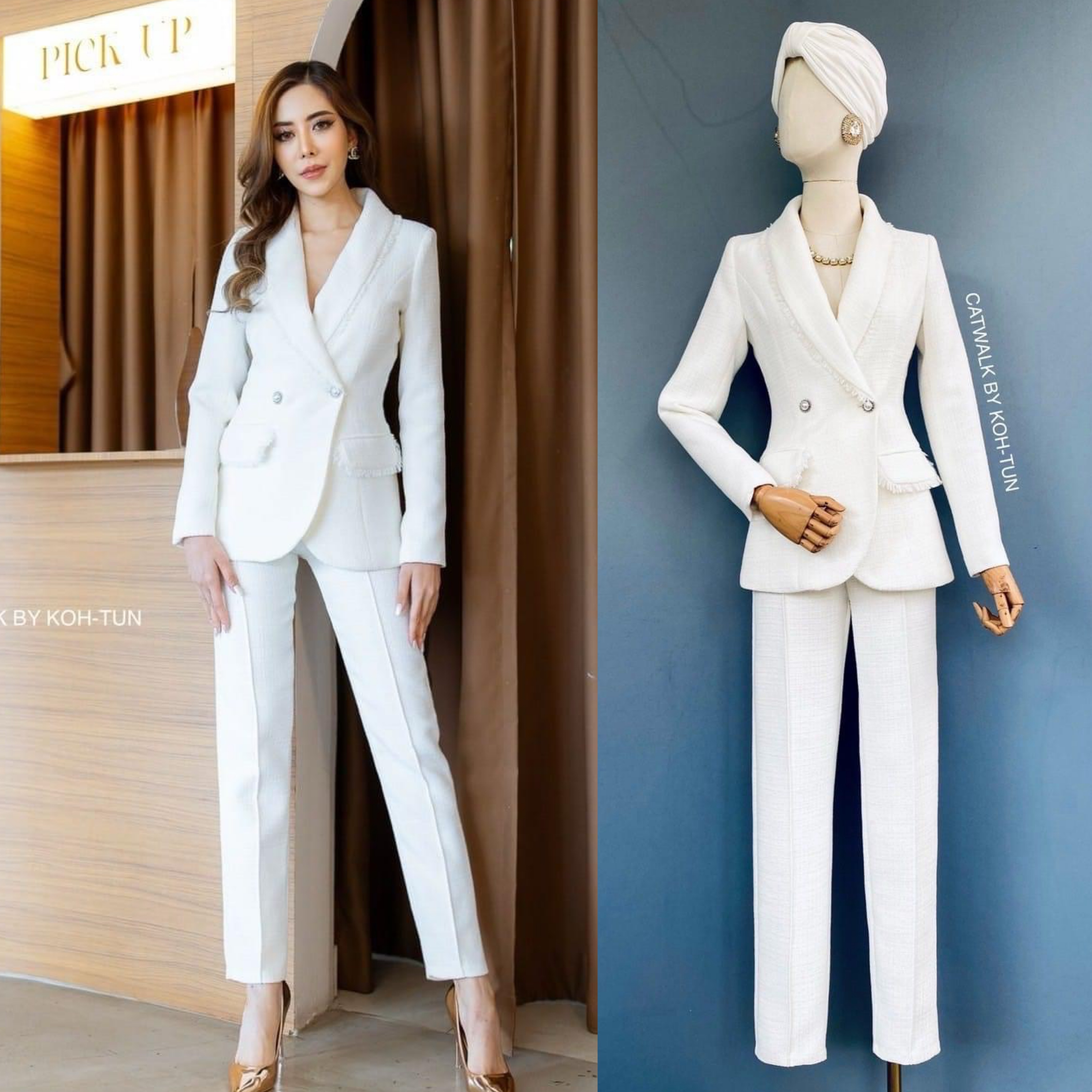 เซต BLAZER+กางเกง ขายาวผ้าทวีด ผ้าเนื้อดีมีความหรูหรา ลายทอสวย เนื้อผ้าหนานุ่มใส่สบาย สินค้าคุณภาพ (พร้อมส่ง)