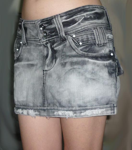 #2กระโปรงยีนส์สีดำฟอกซีด ยีนส์ห้าง 33.35.10