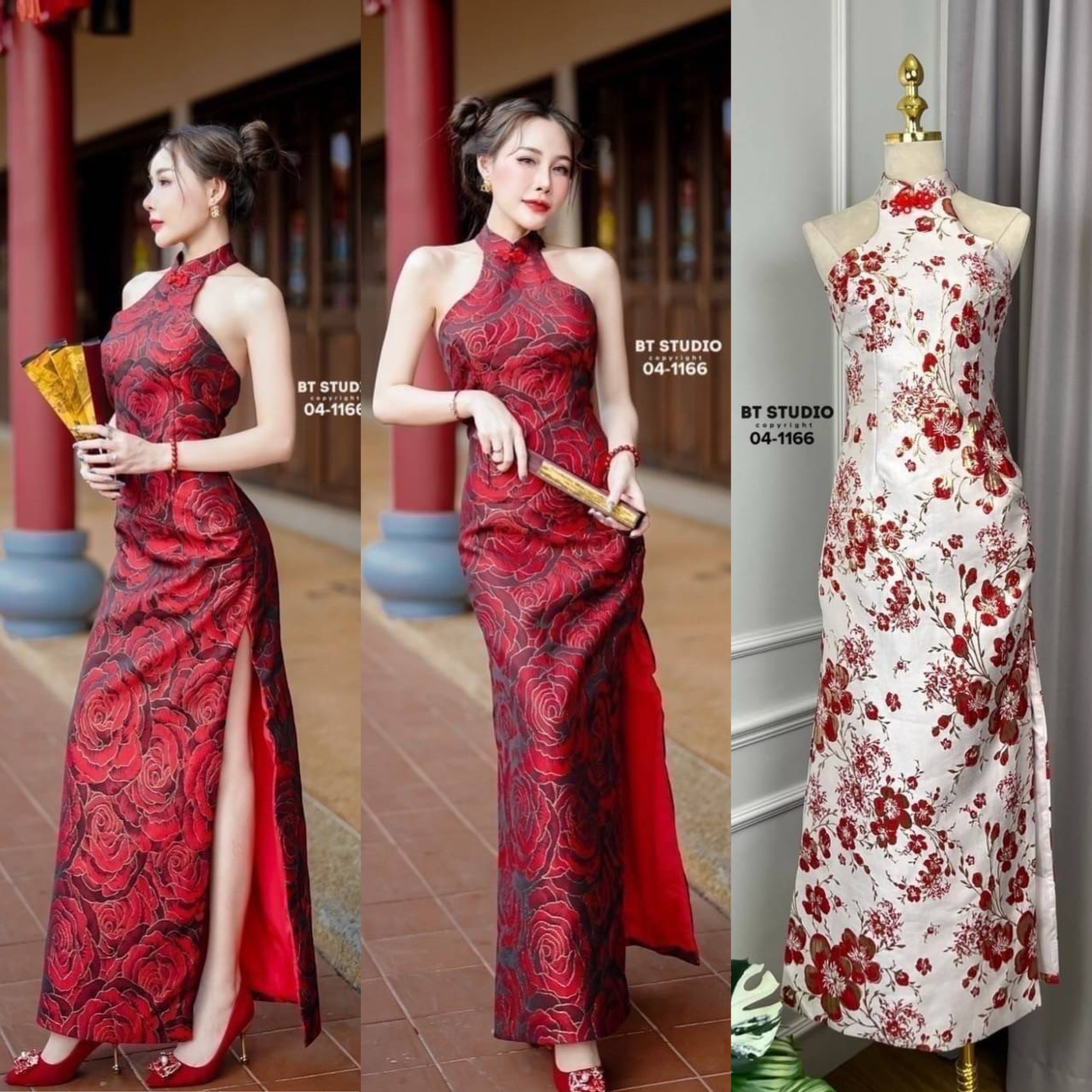 เดรสยาวดีไซส์คล้องคอเว้าครึ่งหลัง ซิปหลัง ผ่าข้างสูงทั้งสองข้าง พร้อมเสริฟ 2 ลาย งานสวย ปักลายสวยงาม งานสวยเนื้อผ้าดีมีซับในจ้าา ใส่สบาย : สินค้าคุณภาพ (พร้อมส่ง)