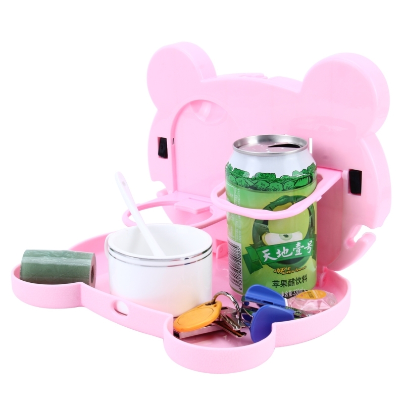 ถาดวางอาหารในรถ โต๊ะกินข้าวในรถยนต์ ถาดอาหารที่กินข้าวในรถ พับเก็บได้ ลายการ์ตูนน่ารัก วางแก้ว ขวดน้ำได้