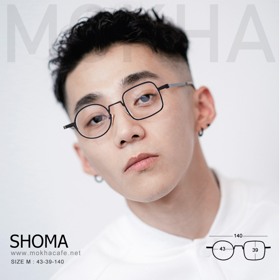 SHOMA - black กรอบโลหะ แว่นทรงกลม ทรงเหลี่ยม กว้าง 140 มม.(sizeM) H39 กรอบแว่น วิโรจน์ ก้าวไกล