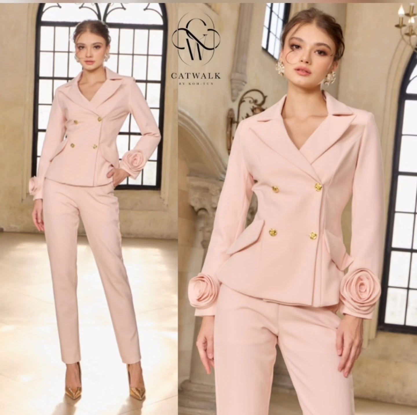 Set BLAZER แต่งแขนดอกไม้ เนื้อผ้าสวย ตัวBLAZER เป็นทรงเข้ารูป ปลายแขนแต่งด้วยดอกไม้ผ้า โดยดอกไม้ใช้ผ้าเดียวกับตัวชุดน่ารักมาก เพิ่มความโดดเด่นด้วยกระดุมกุหลาบสีทอง มาคู่กับกางเกงเอวสูงทรงขากระบอกเล็ก ใส่สบาย : สินค้าคุณภาพ (พร้อมส่ง)